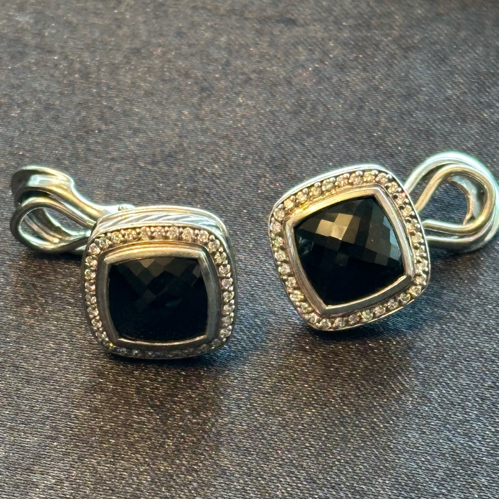 David Yurman Albion Black Onyx Earrings With Diamonds